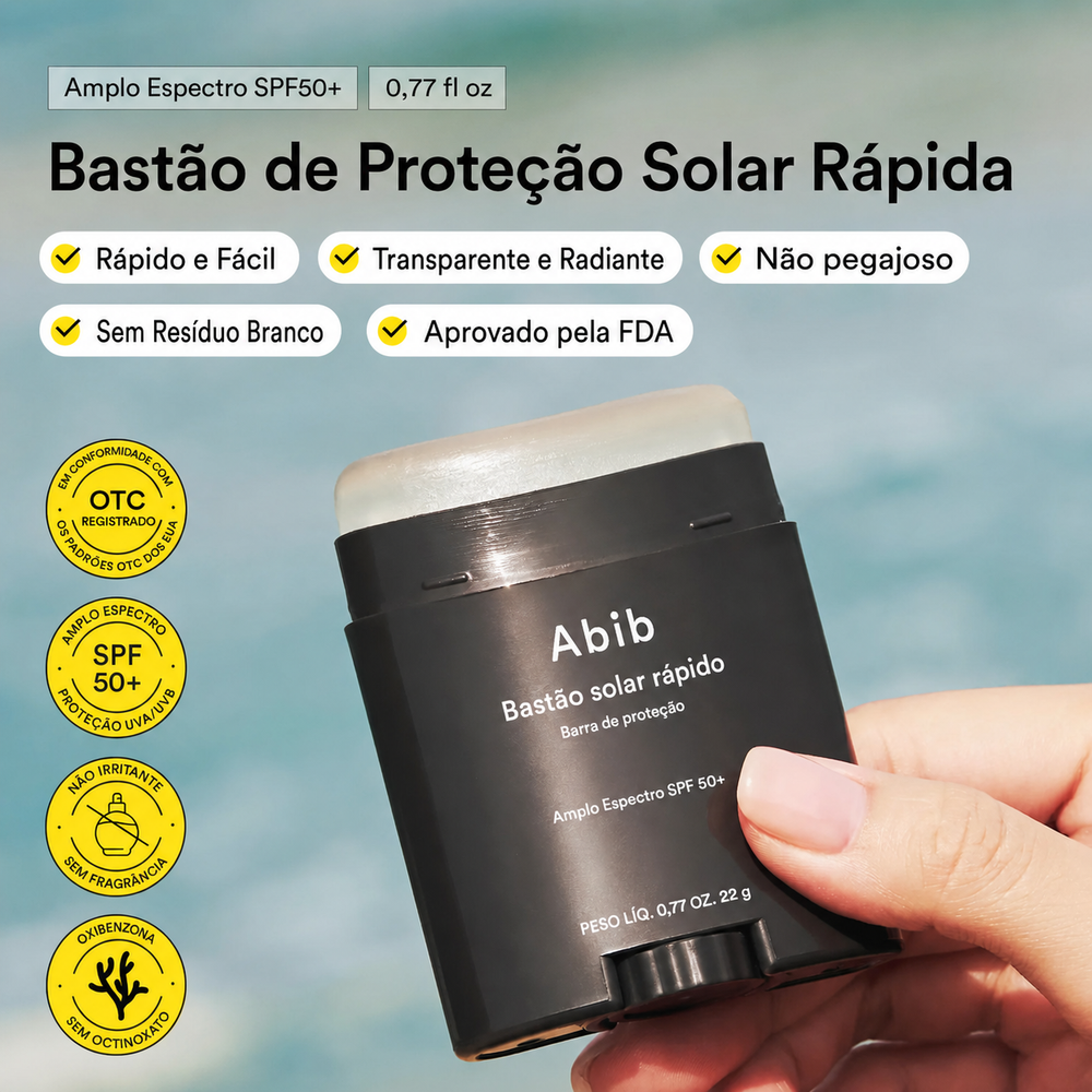 Protetor Solar Facial em Bastão Abib FPS 50+ | Pele Sensível